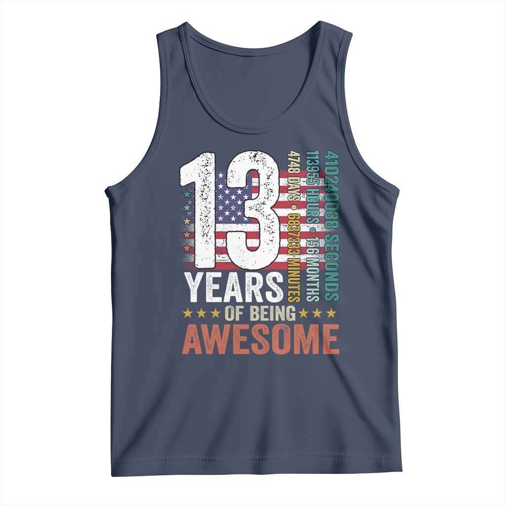 Funny 13th Birthday Tank Top 13 Years 156 Months Of Being Awesome American Flag - Wonder Print Shop