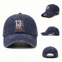 Funny 13th Birthday Washed Cotton Baseball Cap 13 Years 156 Months Of Being Awesome American Flag