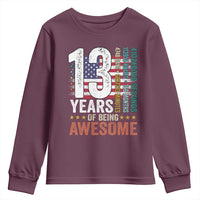 Funny 13th Birthday Youth Sweatshirt 13 Years 156 Months Of Being Awesome American Flag - Wonder Print Shop