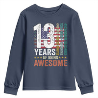 Funny 13th Birthday Youth Sweatshirt 13 Years 156 Months Of Being Awesome American Flag - Wonder Print Shop
