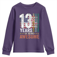 Funny 13th Birthday Youth Sweatshirt 13 Years 156 Months Of Being Awesome American Flag - Wonder Print Shop