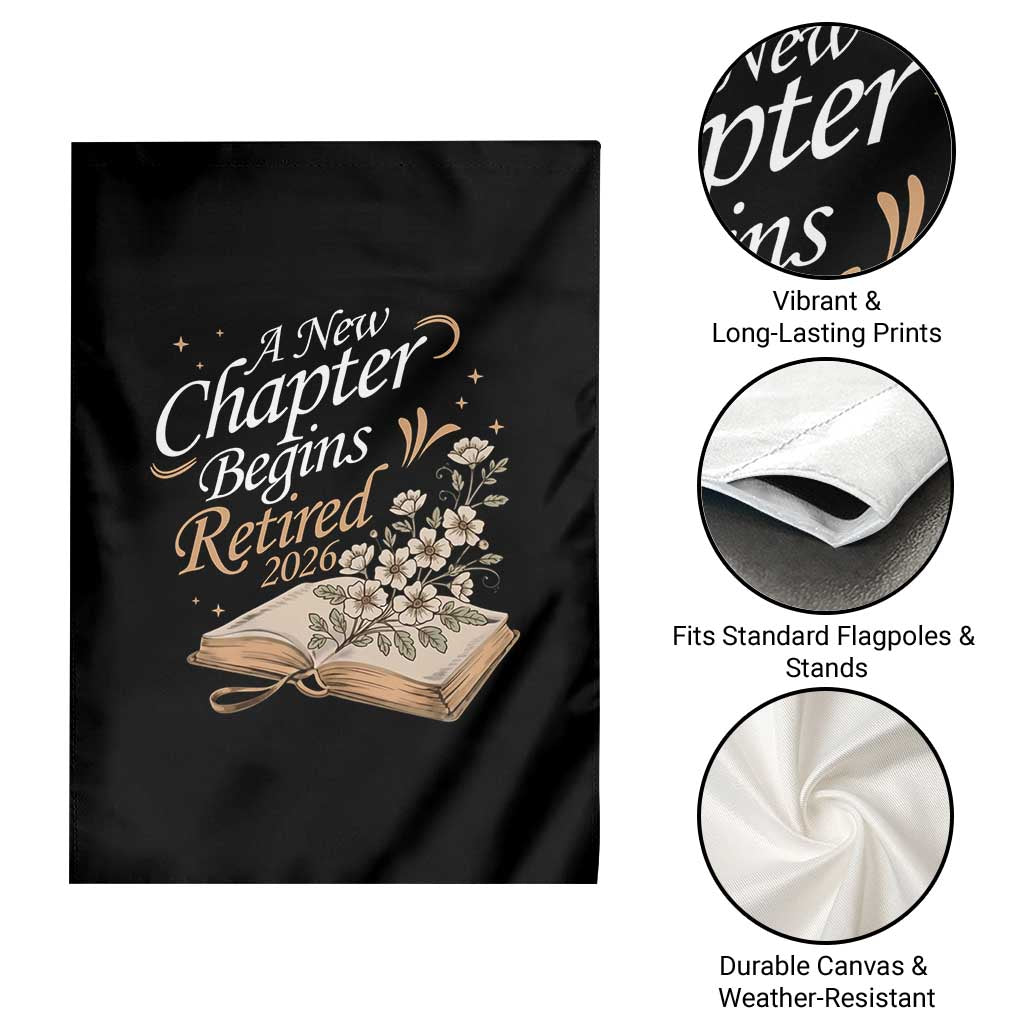 A New Chapter Begins Retired 2026 Garden Flag Retired Teacher Floral Book - Wonder Print Shop