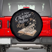 A New Chapter Begins Retired 2026 Spare Tire Cover Retired Teacher Floral Book - Wonder Print Shop