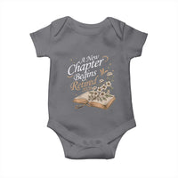 A New Chapter Begins Retired 2026 Baby Onesie Retired Teacher Floral Book - Wonder Print Shop