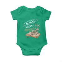 A New Chapter Begins Retired 2026 Baby Onesie Retired Teacher Floral Book - Wonder Print Shop