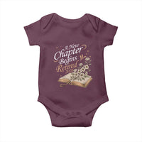 A New Chapter Begins Retired 2026 Baby Onesie Retired Teacher Floral Book - Wonder Print Shop