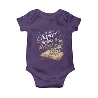 A New Chapter Begins Retired 2026 Baby Onesie Retired Teacher Floral Book - Wonder Print Shop