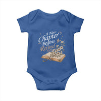 A New Chapter Begins Retired 2026 Baby Onesie Retired Teacher Floral Book - Wonder Print Shop