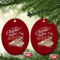 A New Chapter Begins Retired 2026 Ceramic Ornament Retired Teacher Floral Book - Wonder Print Shop