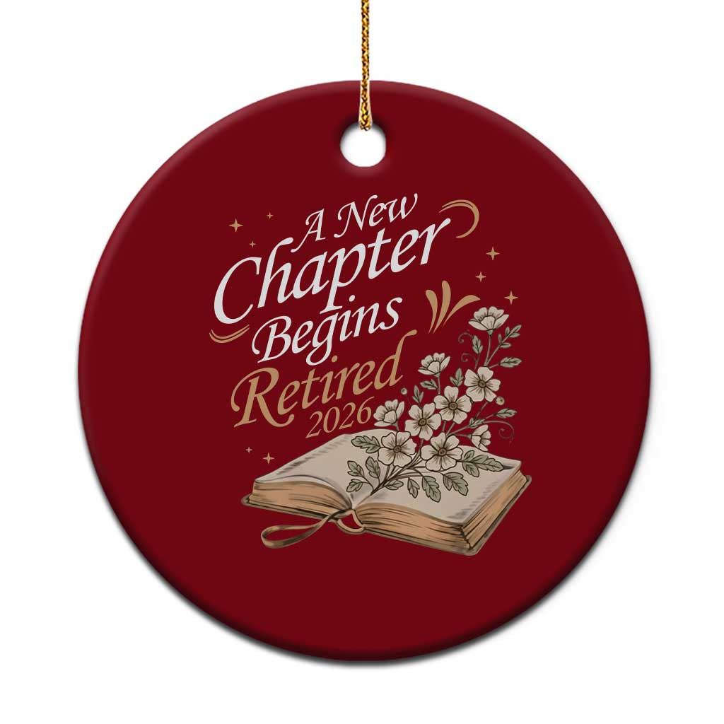 A New Chapter Begins Retired 2026 Ceramic Ornament Retired Teacher Floral Book - Wonder Print Shop