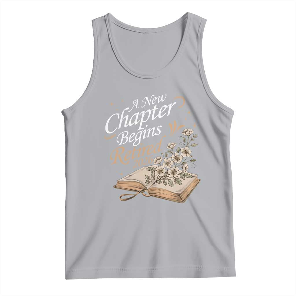A New Chapter Begins Retired 2026 Tank Top Retired Teacher Floral Book - Wonder Print Shop