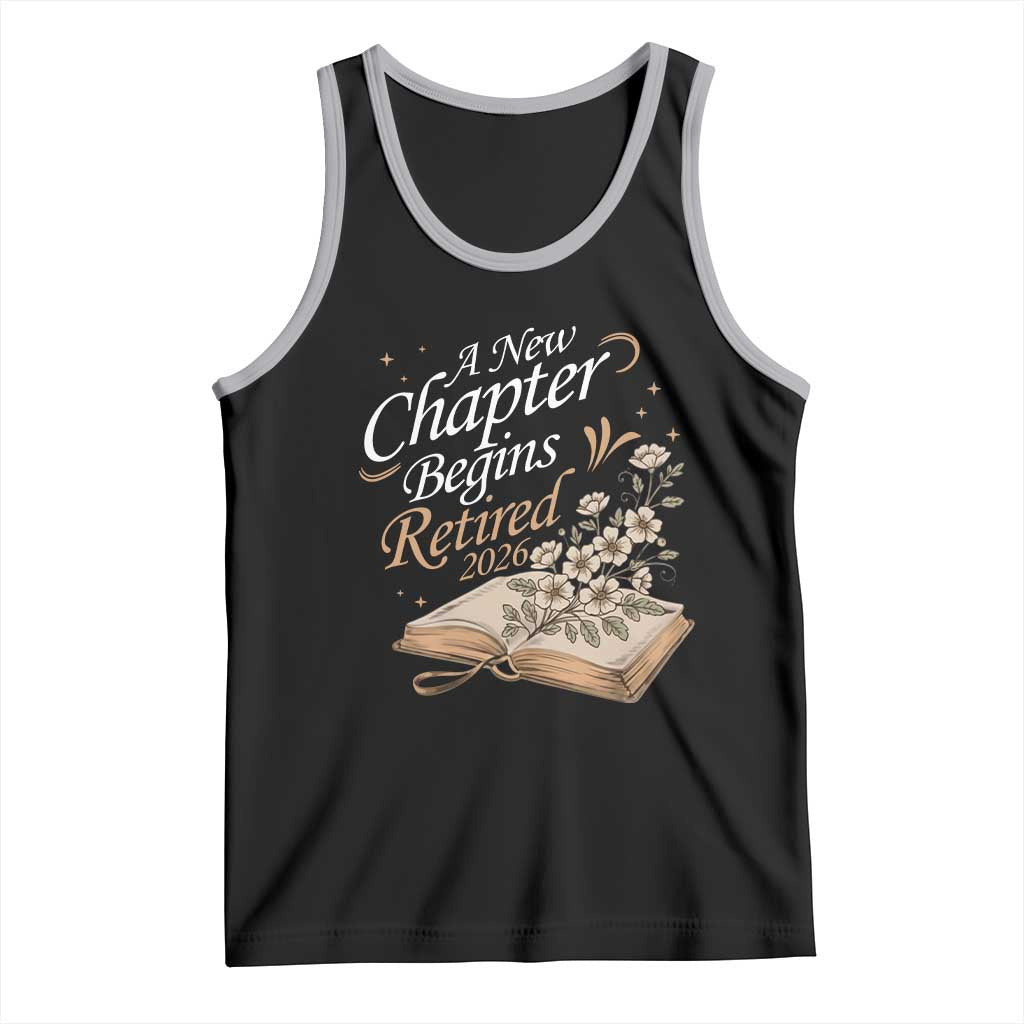 A New Chapter Begins Retired 2026 Tank Top Retired Teacher Floral Book - Wonder Print Shop
