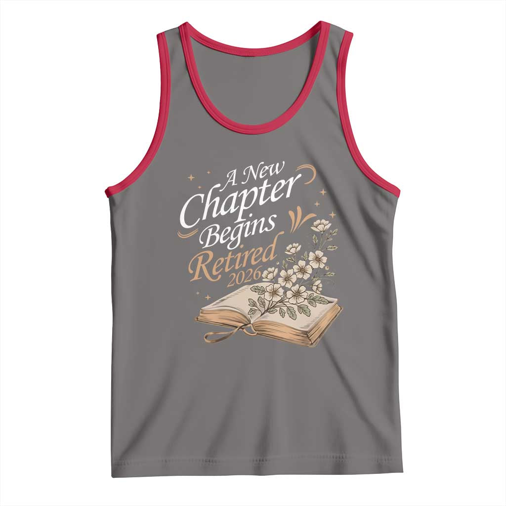 A New Chapter Begins Retired 2026 Tank Top Retired Teacher Floral Book - Wonder Print Shop