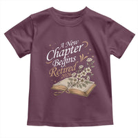 A New Chapter Begins Retired 2026 Toddler T Shirt Retired Teacher Floral Book - Wonder Print Shop