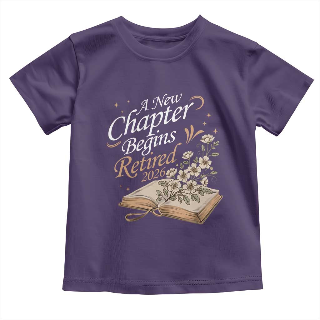 A New Chapter Begins Retired 2026 Toddler T Shirt Retired Teacher Floral Book - Wonder Print Shop