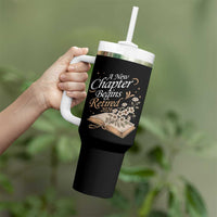 A New Chapter Begins Retired 2026 Tumbler With Handle Retired Teacher Floral Book - Wonder Print Shop