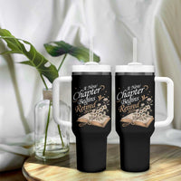 A New Chapter Begins Retired 2026 Tumbler With Handle Retired Teacher Floral Book - Wonder Print Shop