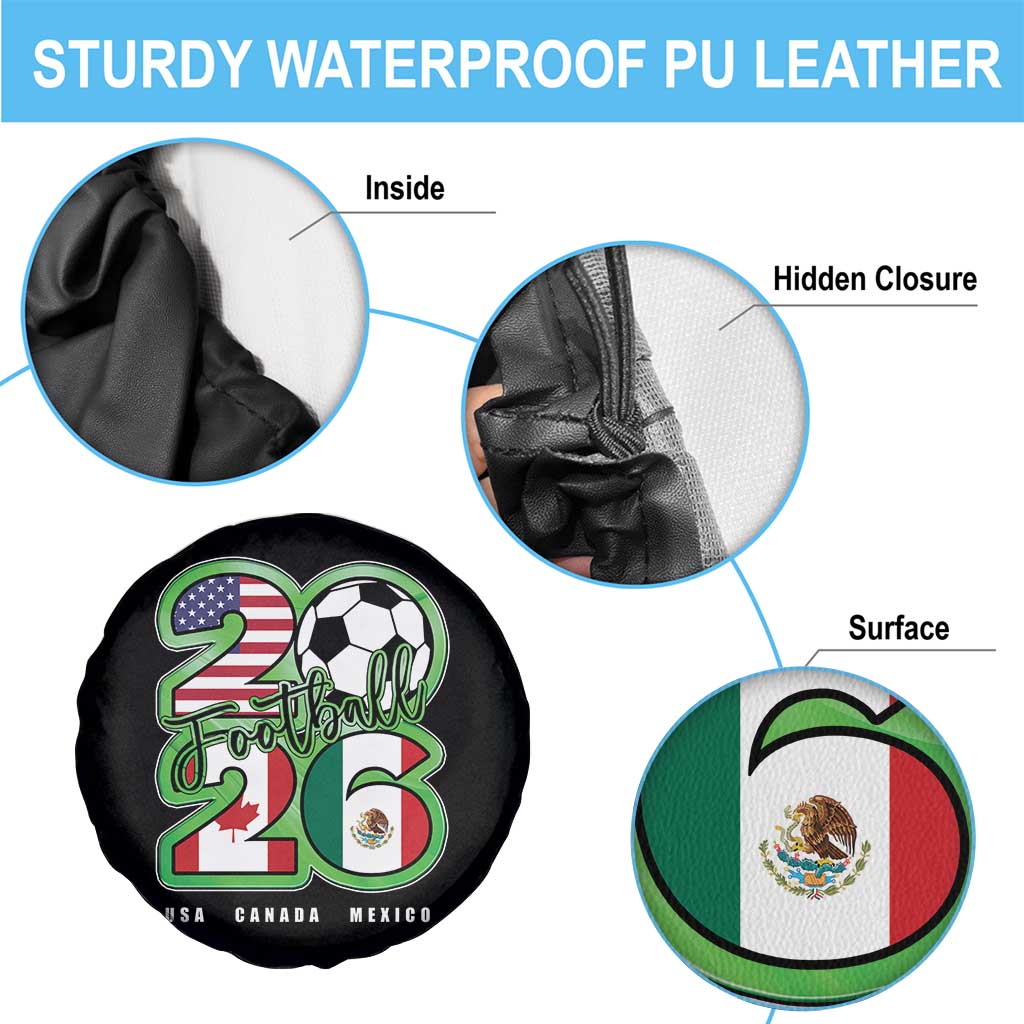 Soccer Football Lover Spare Tire Cover USA Canada Mexico Pride 26
