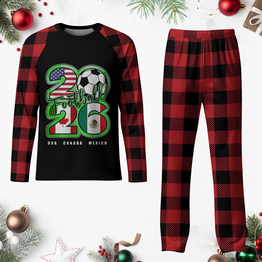 Soccer Football Lover Plaid Pajama Set USA Canada Mexico Pride 26