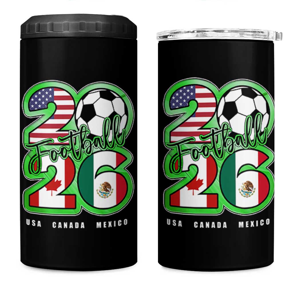 Soccer Football Lover 4 in 1 Can Cooler Tumbler USA Canada Mexico Pride 26