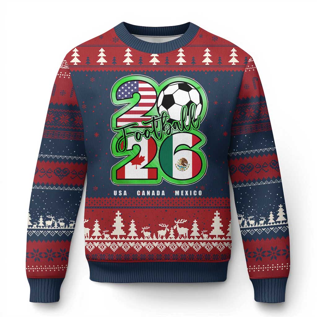 Soccer Football Lover Ugly Christmas Sweater USA Canada Mexico Pride 26