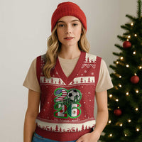 Soccer Football Lover V-Neck Knit Sweater Vest USA Canada Mexico Pride 26