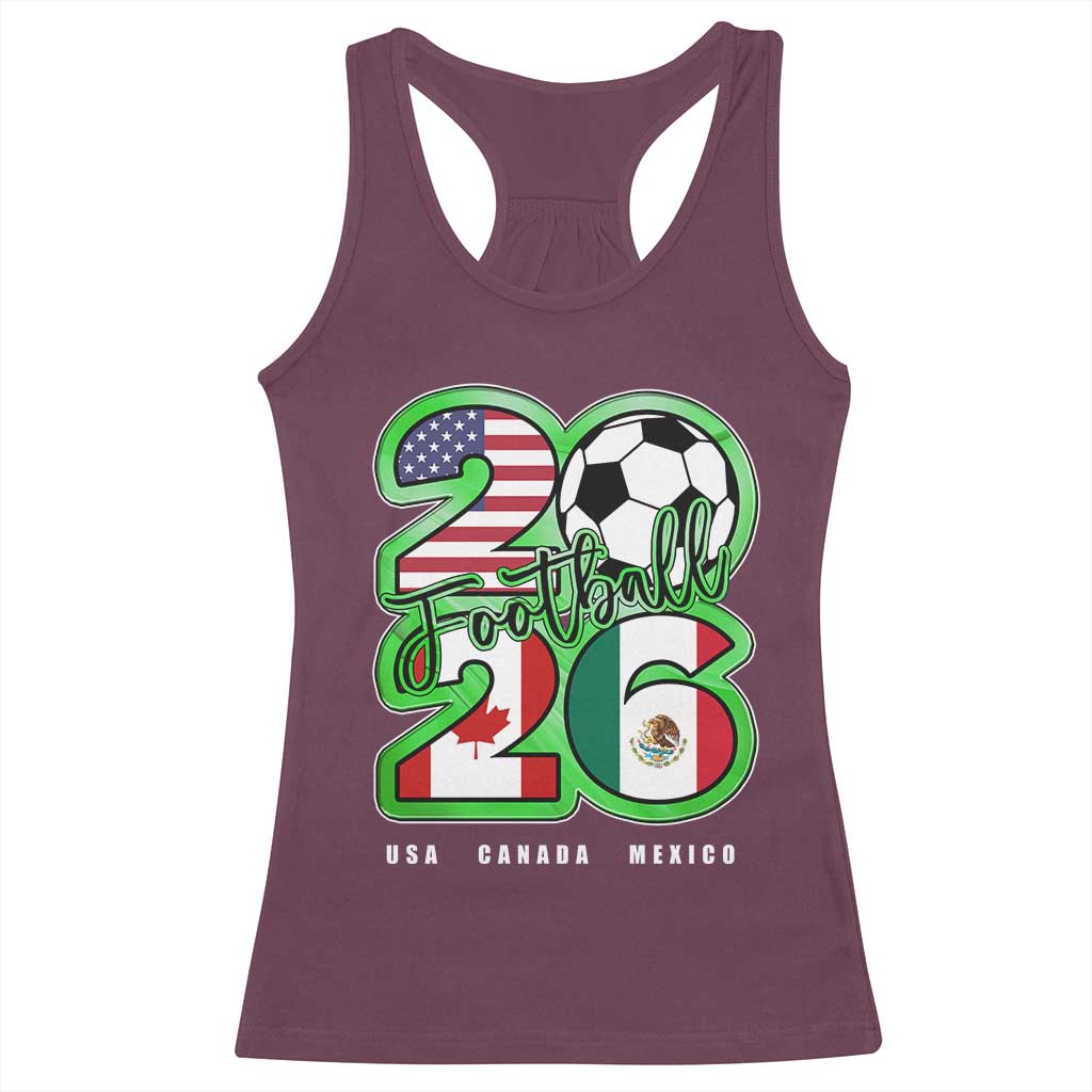 Soccer Football Lover Racerback Tank Top USA Canada Mexico Pride 26