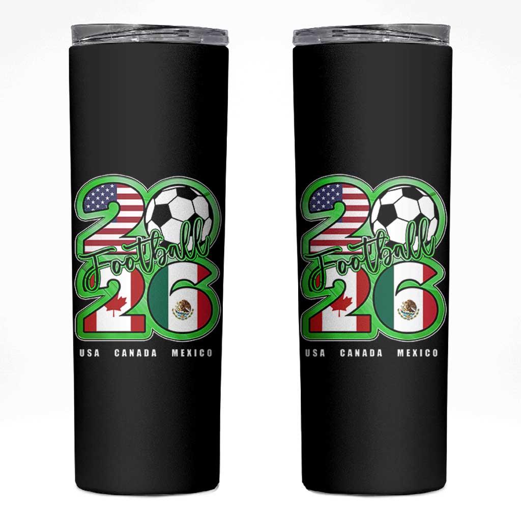 Soccer Football Lover Skinny Tumbler USA Canada Mexico Pride 26