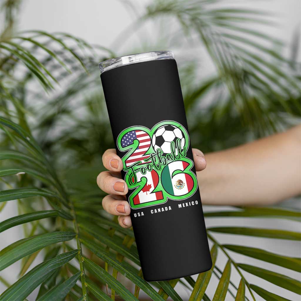 Soccer Football Lover Skinny Tumbler USA Canada Mexico Pride 26