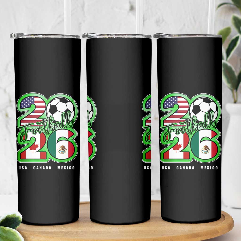 Soccer Football Lover Skinny Tumbler USA Canada Mexico Pride 26