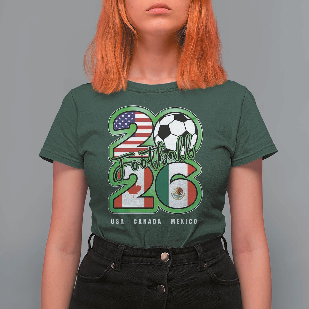 Soccer Football Lover T Shirt For Women USA Canada Mexico Pride 26