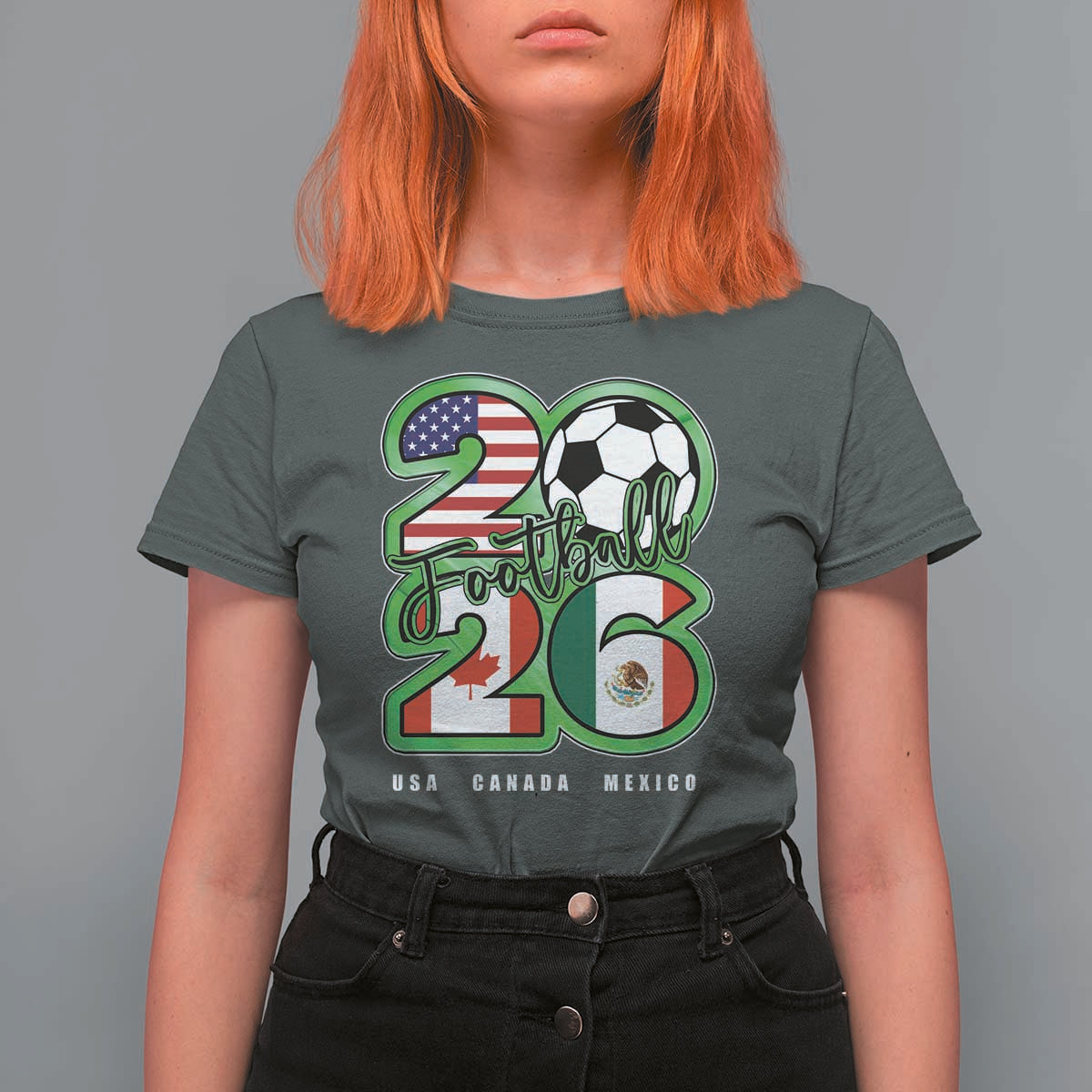 Soccer Football Lover T Shirt For Women USA Canada Mexico Pride 26