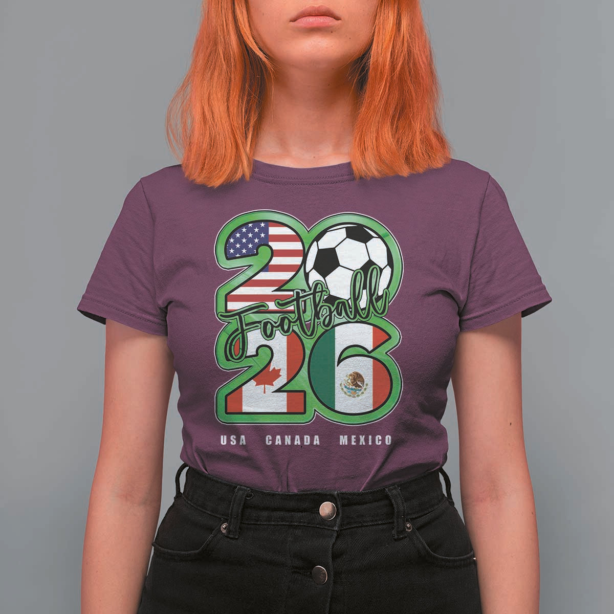 Soccer Football Lover T Shirt For Women USA Canada Mexico Pride 26