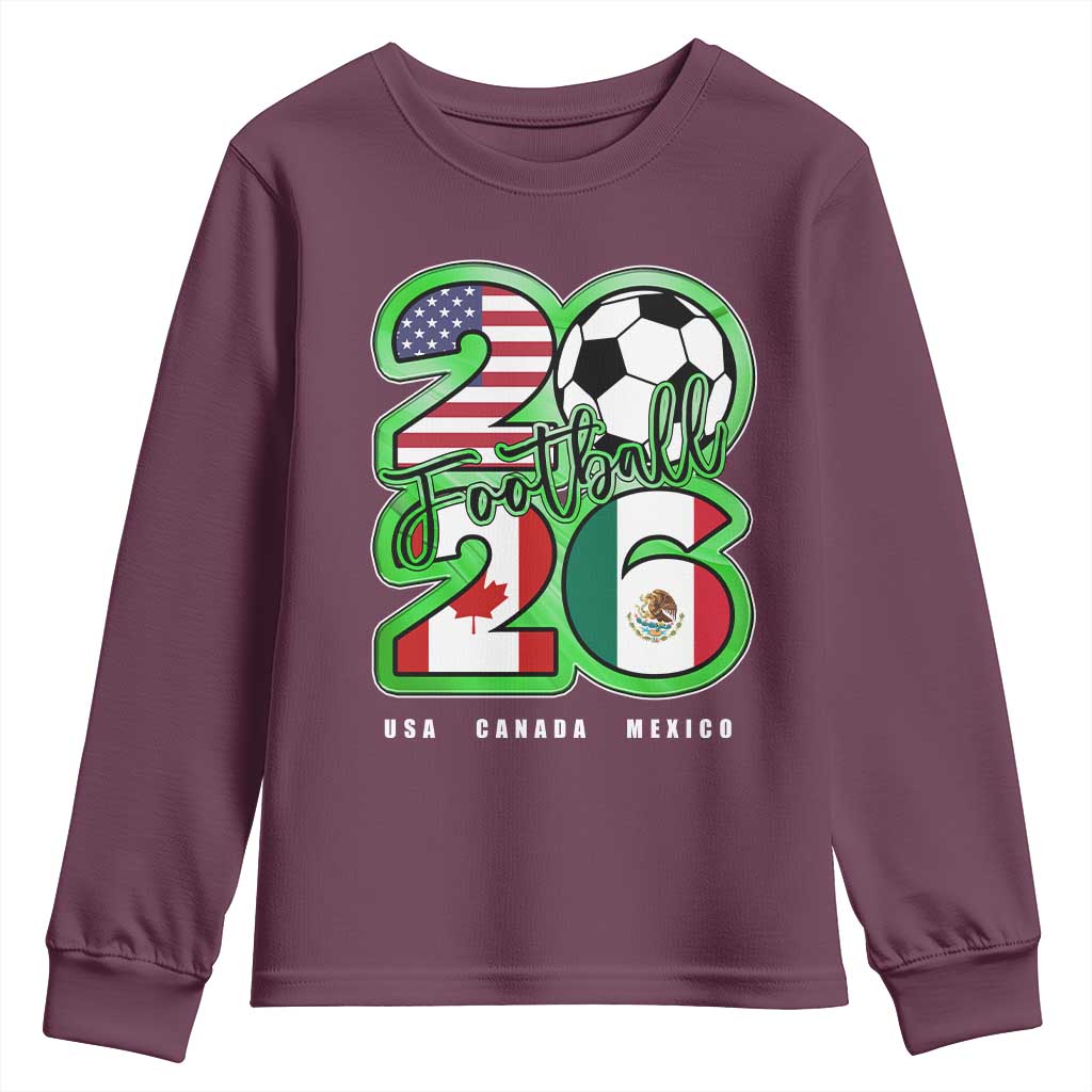 Soccer Football Lover Youth Sweatshirt USA Canada Mexico Pride 26