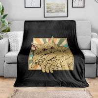Funny Cat Bite Horror Anime Crazy Kitten Japanese Throw Blanket - Wonder Print Shop