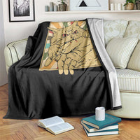 Funny Cat Bite Horror Anime Crazy Kitten Japanese Throw Blanket - Wonder Print Shop