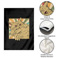 Funny Cat Bite Horror Anime Crazy Kitten Japanese Garden Flag - Wonder Print Shop