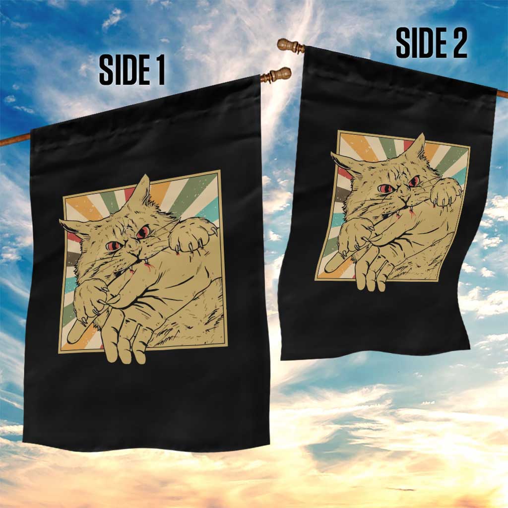 Funny Cat Bite Horror Anime Crazy Kitten Japanese Garden Flag - Wonder Print Shop