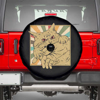 Funny Cat Bite Horror Anime Crazy Kitten Japanese Spare Tire Cover - Wonder Print Shop