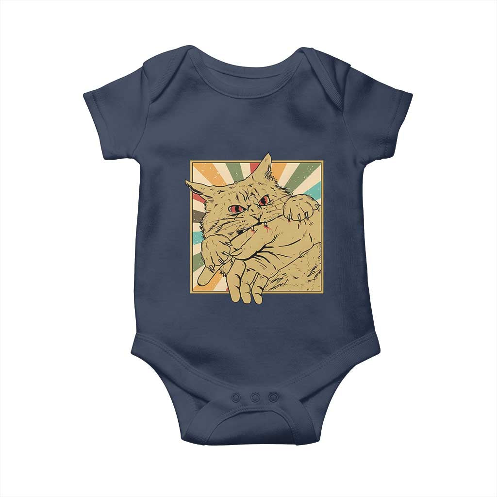 Funny Cat Bite Horror Anime Crazy Kitten Japanese Baby Onesie - Wonder Print Shop