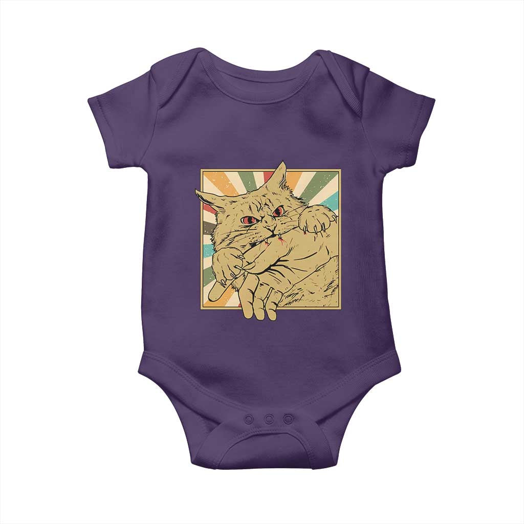 Funny Cat Bite Horror Anime Crazy Kitten Japanese Baby Onesie - Wonder Print Shop