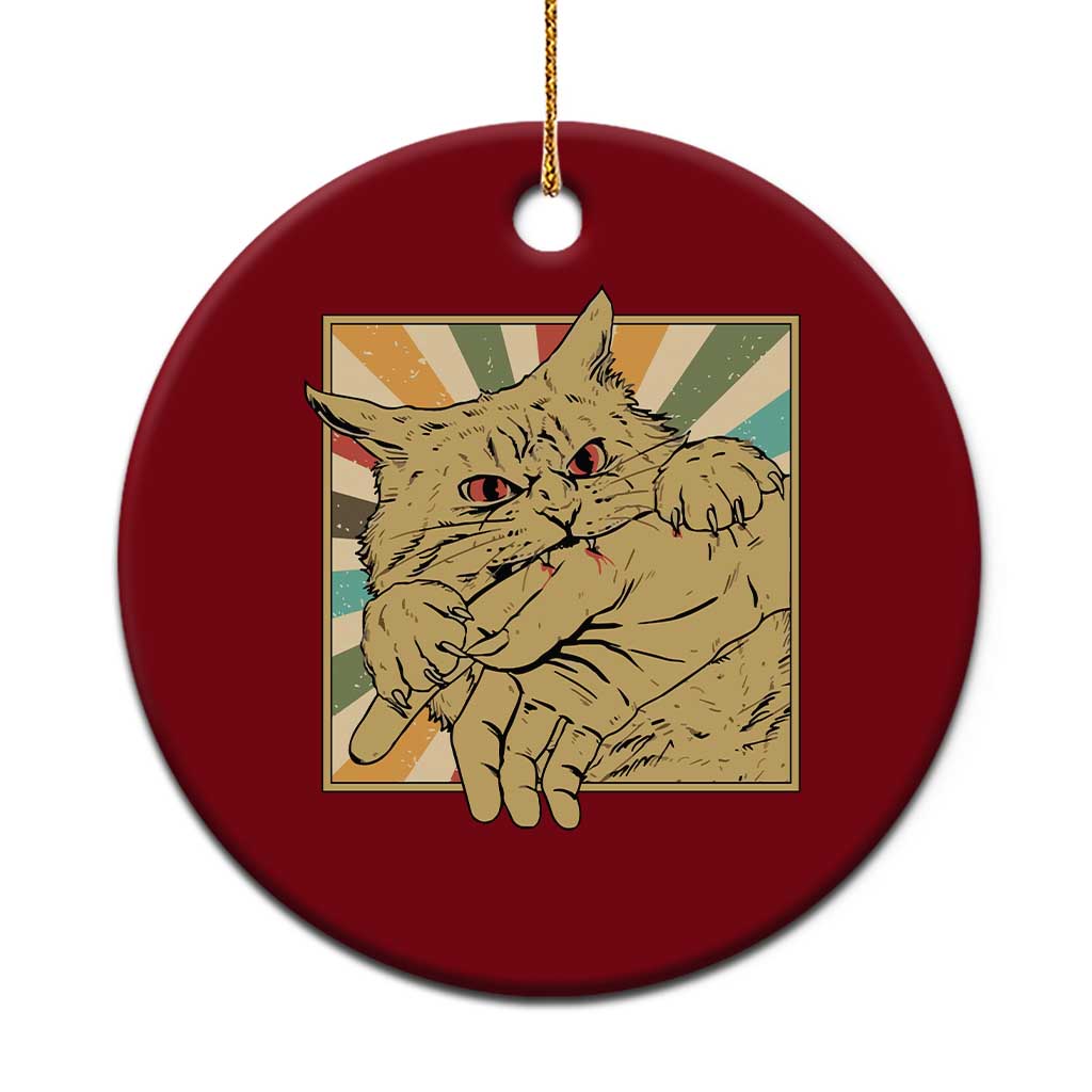 Funny Cat Bite Horror Anime Crazy Kitten Japanese Ceramic Ornament - Wonder Print Shop