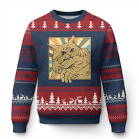 Funny Cat Bite Horror Anime Crazy Kitten Japanese Ugly Christmas Sweater - Wonder Print Shop