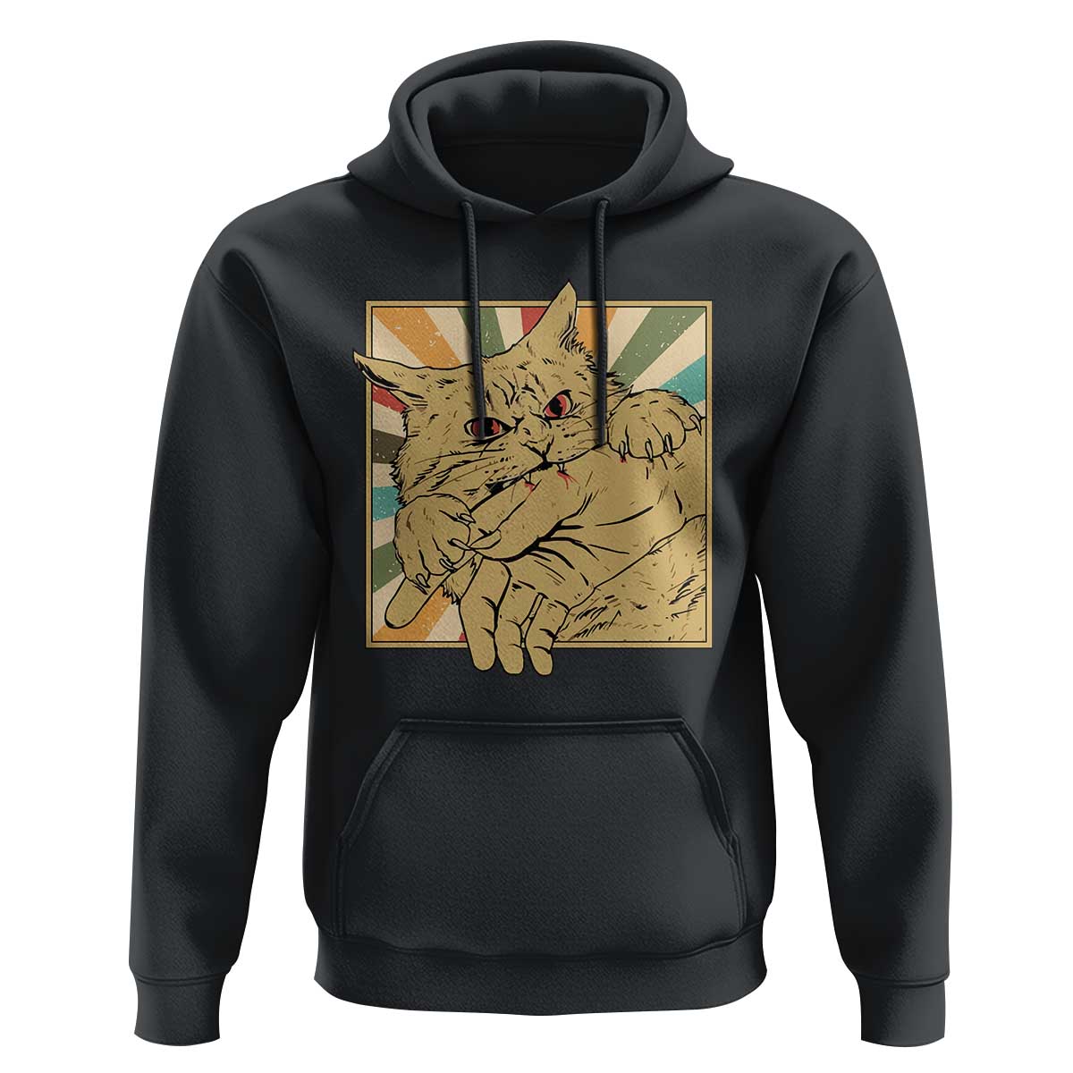 Funny Cat Bite Horror Anime Crazy Kitten Japanese Hoodie - Wonder Print Shop