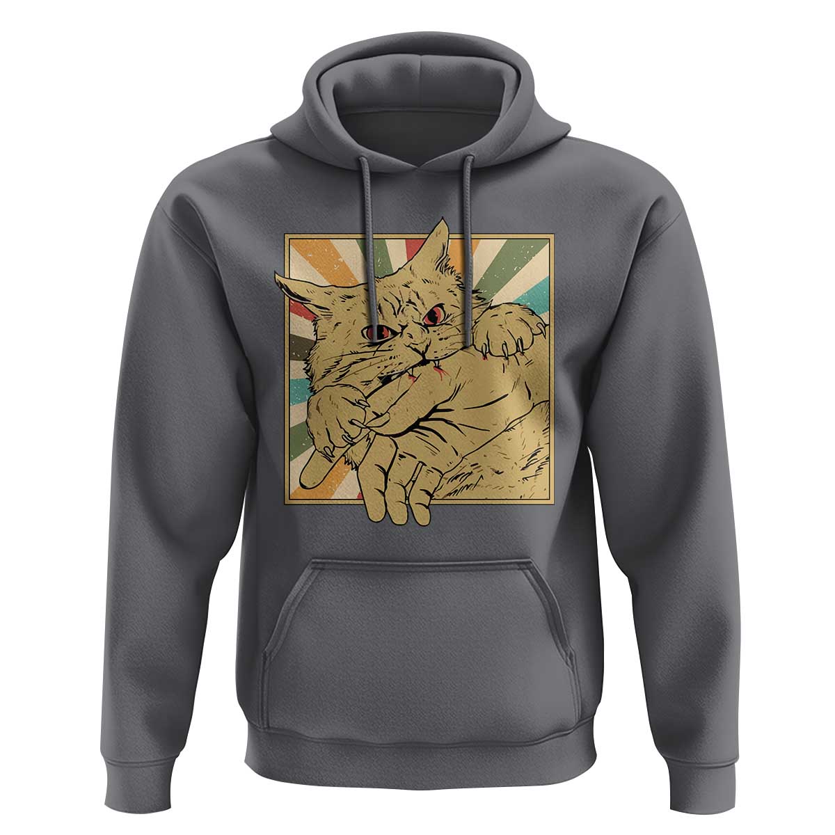 Funny Cat Bite Horror Anime Crazy Kitten Japanese Hoodie - Wonder Print Shop