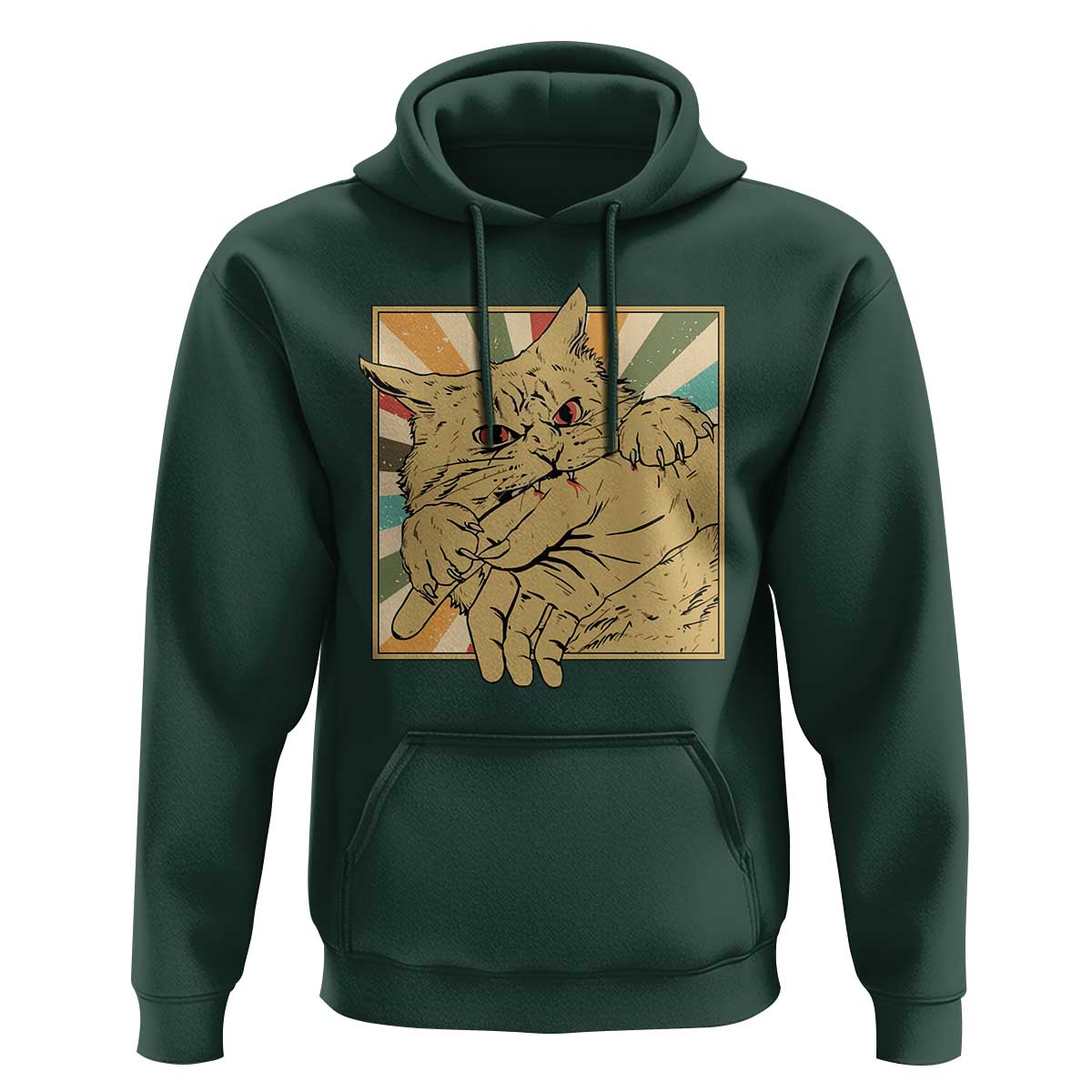 Funny Cat Bite Horror Anime Crazy Kitten Japanese Hoodie - Wonder Print Shop