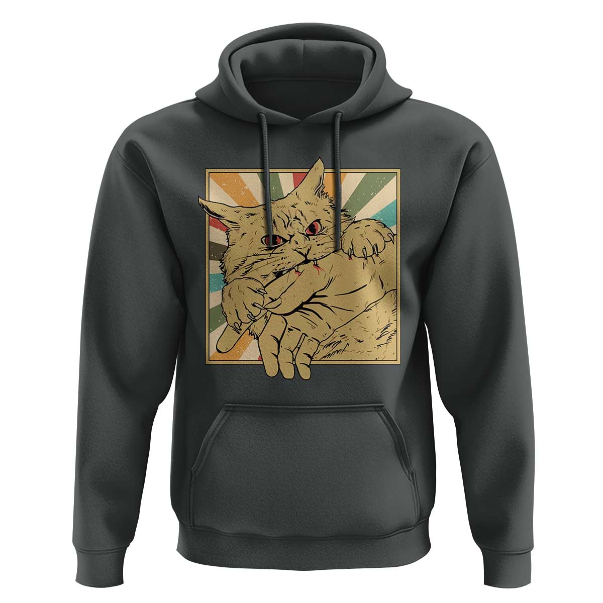 Funny Cat Bite Horror Anime Crazy Kitten Japanese Hoodie - Wonder Print Shop