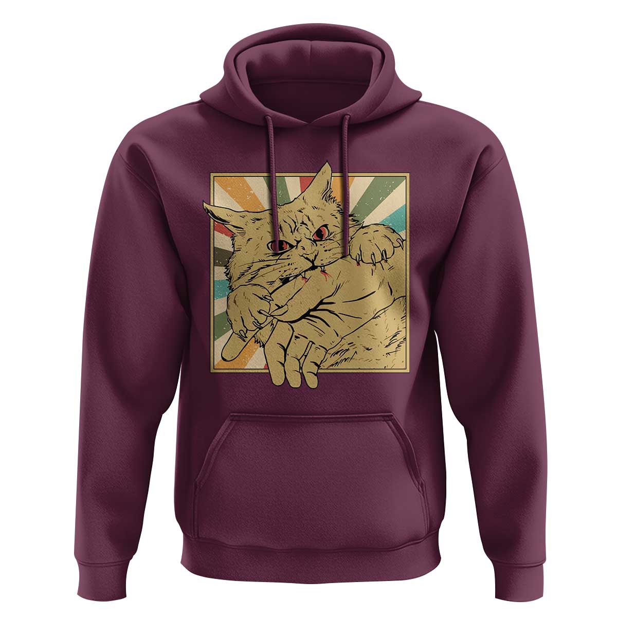 Funny Cat Bite Horror Anime Crazy Kitten Japanese Hoodie - Wonder Print Shop