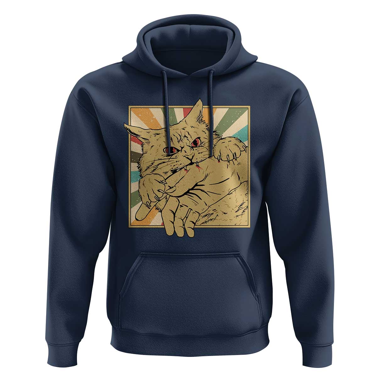 Funny Cat Bite Horror Anime Crazy Kitten Japanese Hoodie - Wonder Print Shop