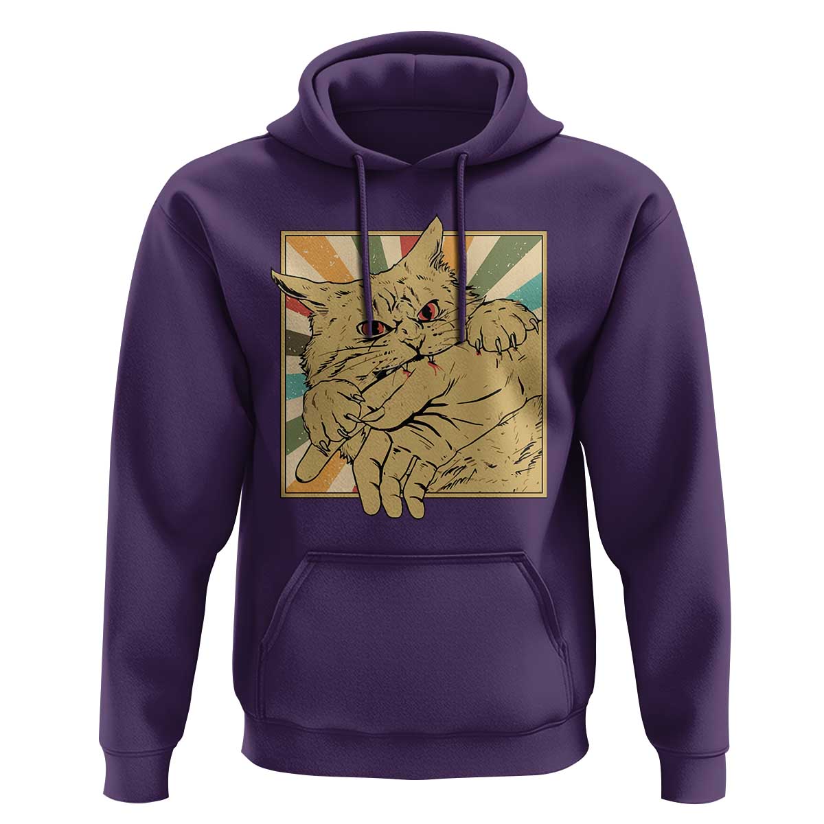 Funny Cat Bite Horror Anime Crazy Kitten Japanese Hoodie - Wonder Print Shop